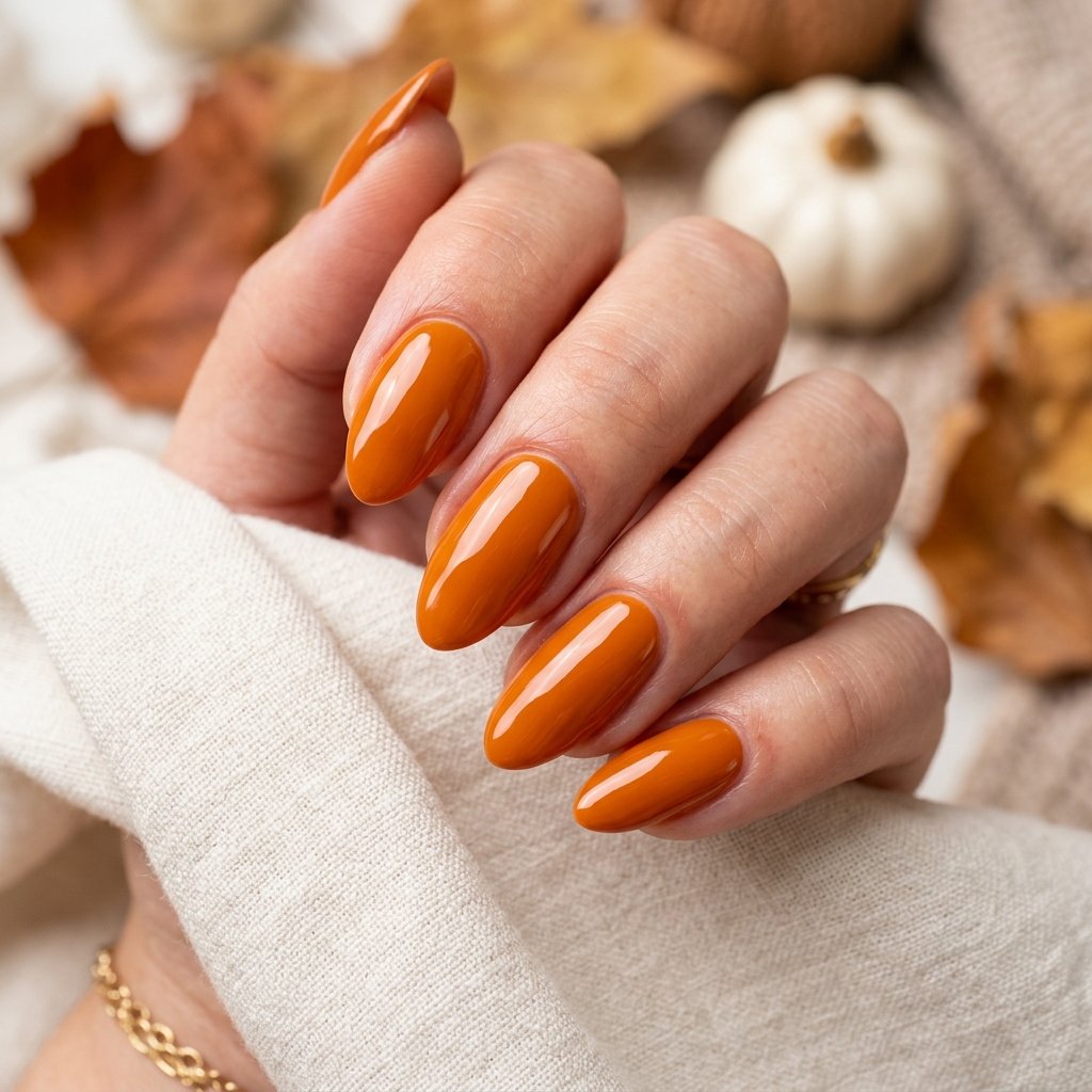 35 Modern Orange Fall Nails Ideas From Rust to Pumpkin 10 Glossy Orange Nail Ideas