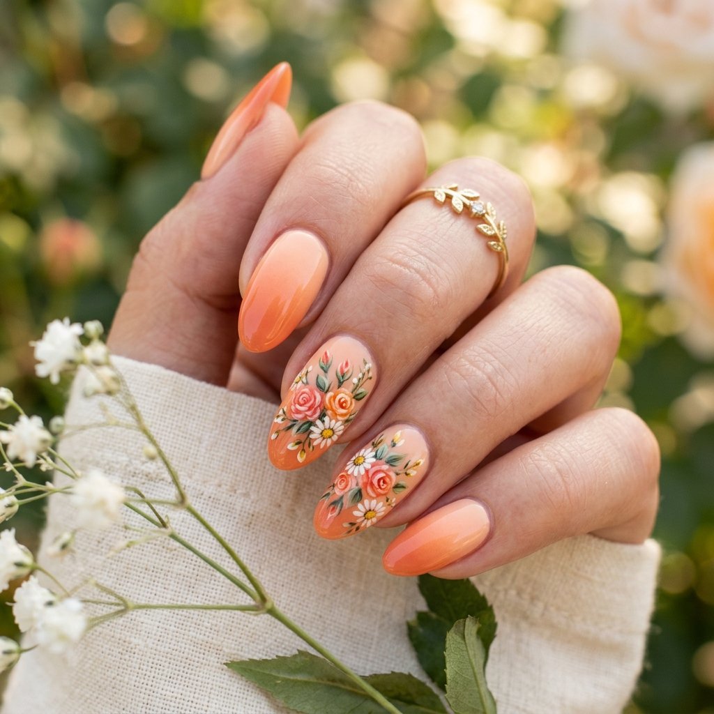 34 Best Orange Ombre Nails Ideas for Every Skin Tone & Season 2026 21 Orange Ombre Nails with Designs Ideas