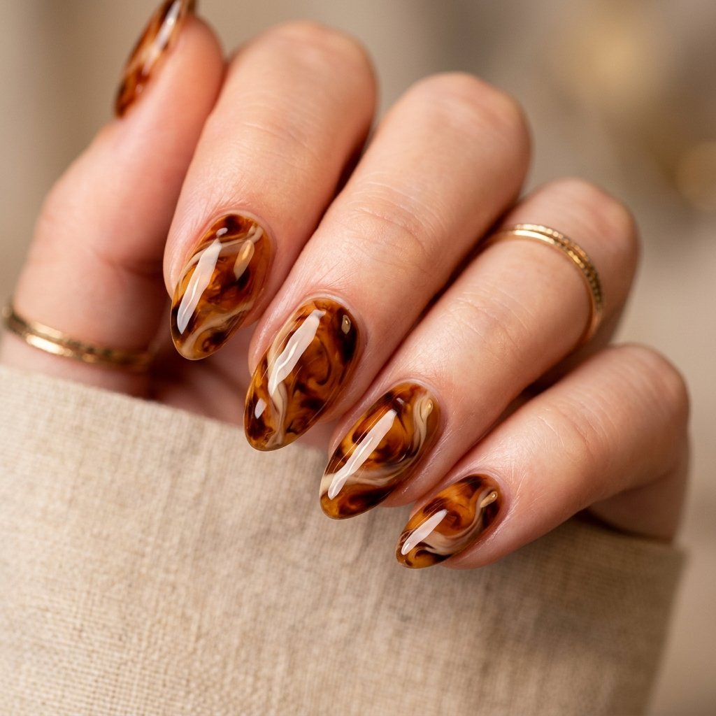 35 Modern Orange Fall Nails Ideas From Rust to Pumpkin 36 Orange Tortoiseshell Nail Ideas