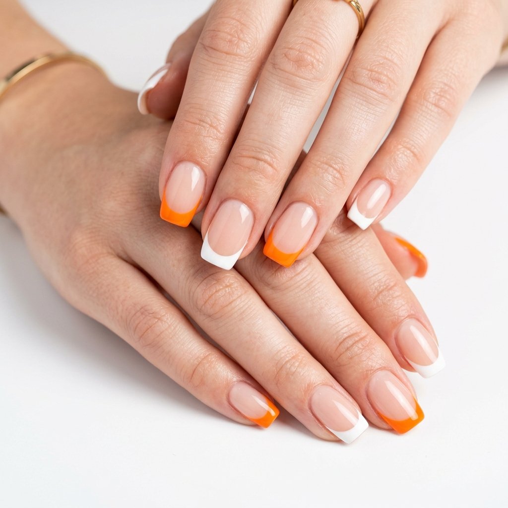 32 Awesome Orange French Tip Nails: The Only Inspo List You Need 11 Orange and White French Tip Nails