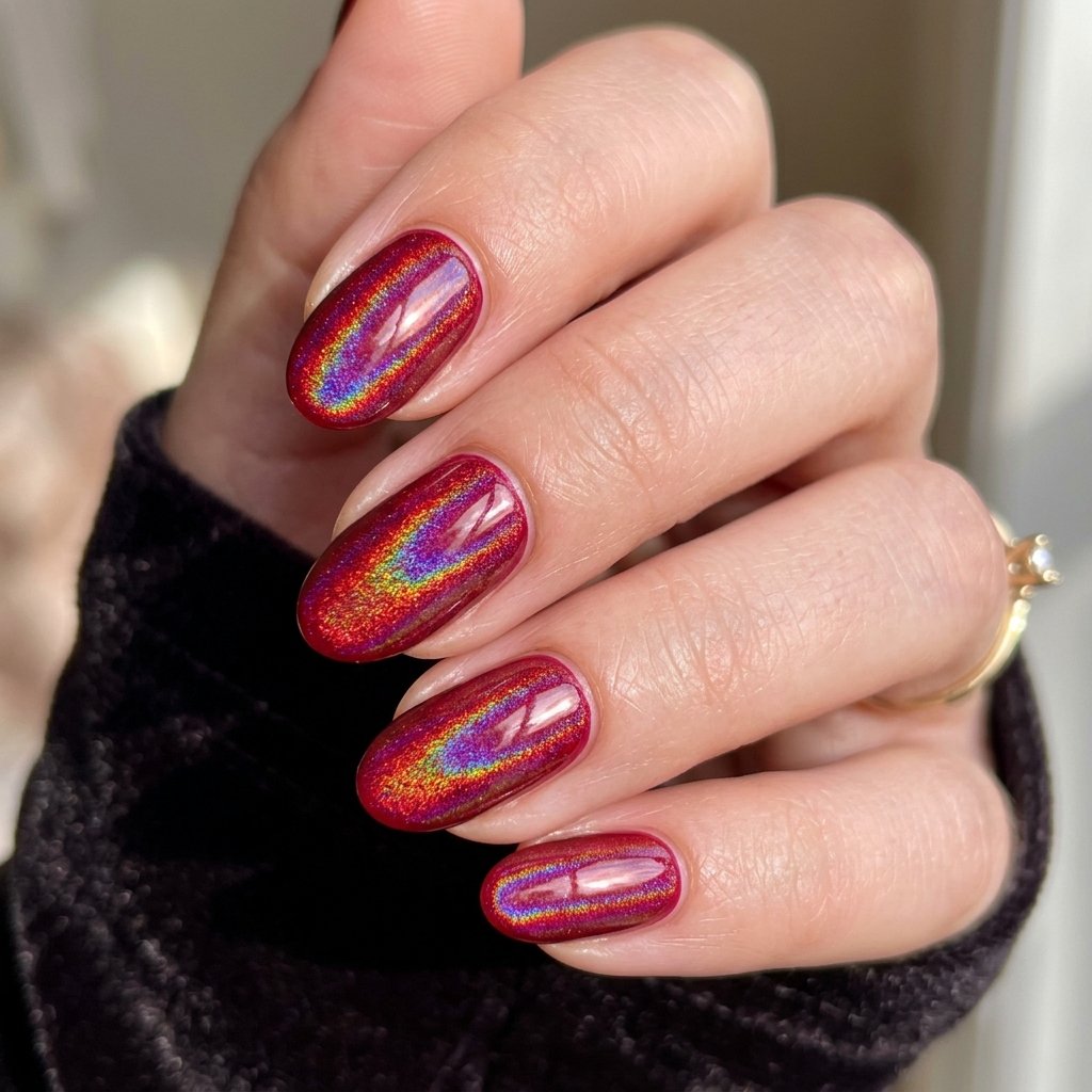 35 Stunning Red Sparkly Nails Ideas to Try for Pure Glamour 36 Crimson Red Prism Shimmer Coating