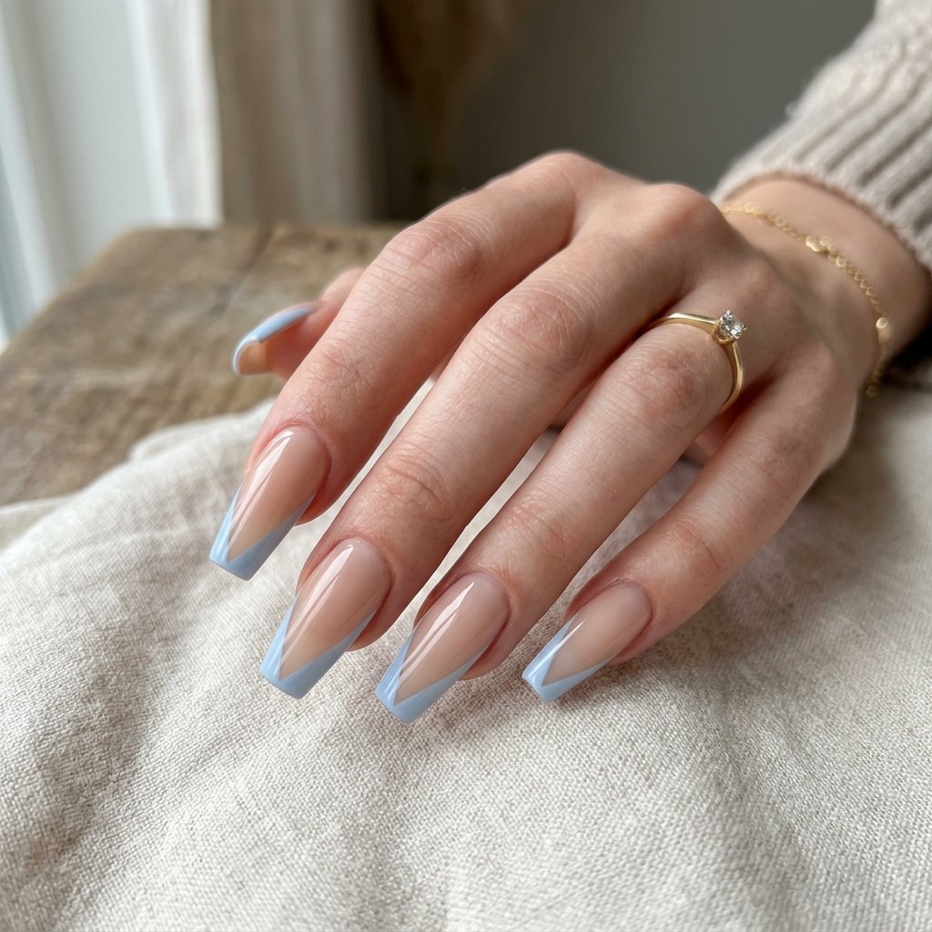 Pale Blue French Tip Coffin Variations