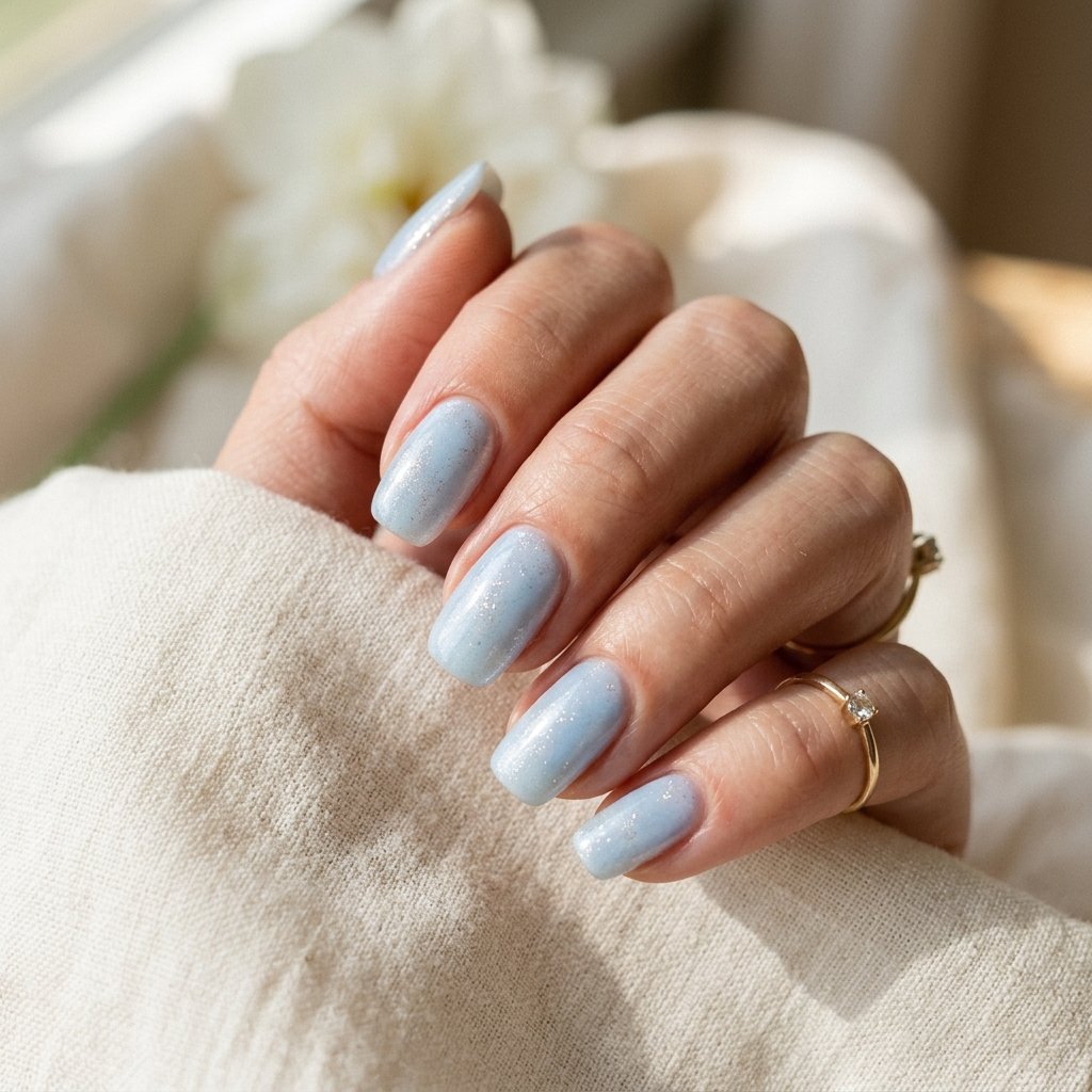 Pastel Blue and Silver Nail Designs