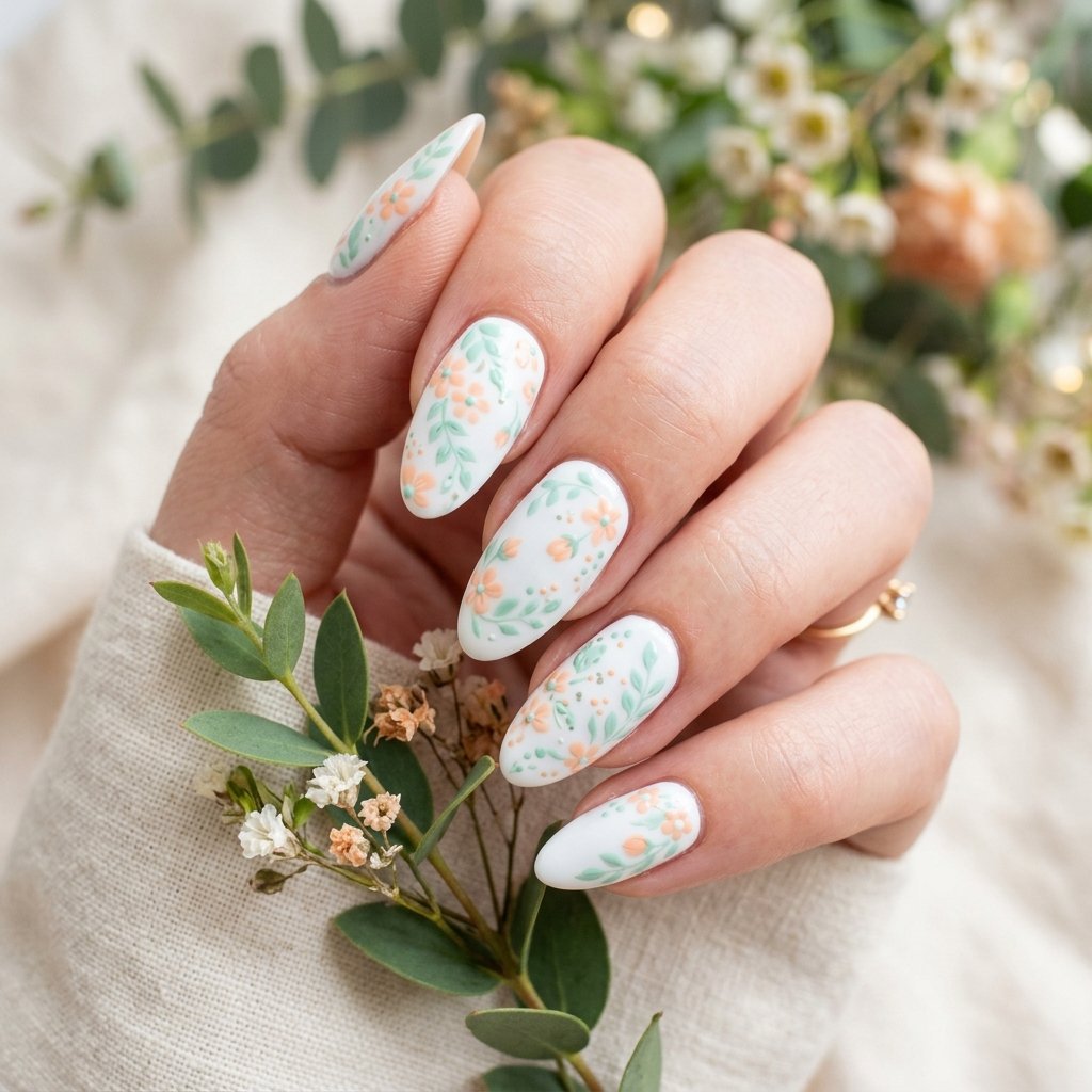 35 White Nails with Flowers: Simple to Stunning Ideas for 2026 18 Pastel White Floral Nail Ideas