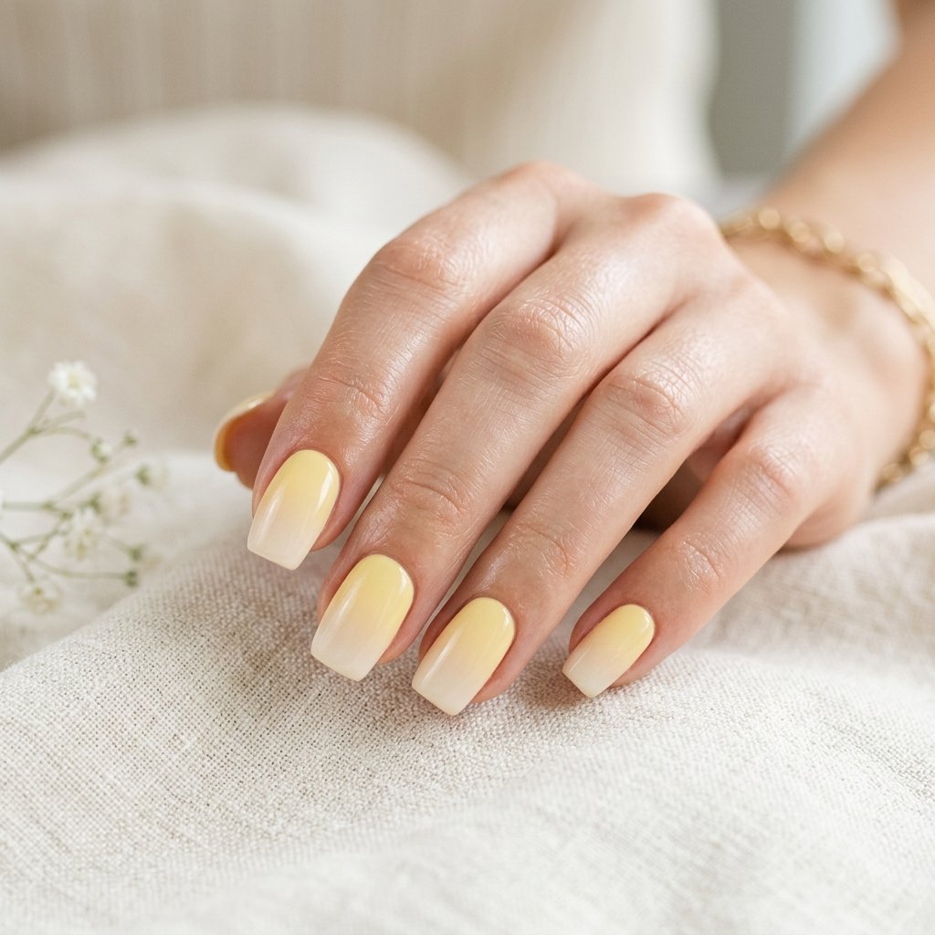Pastel Yellow Ombre Nail Ideas