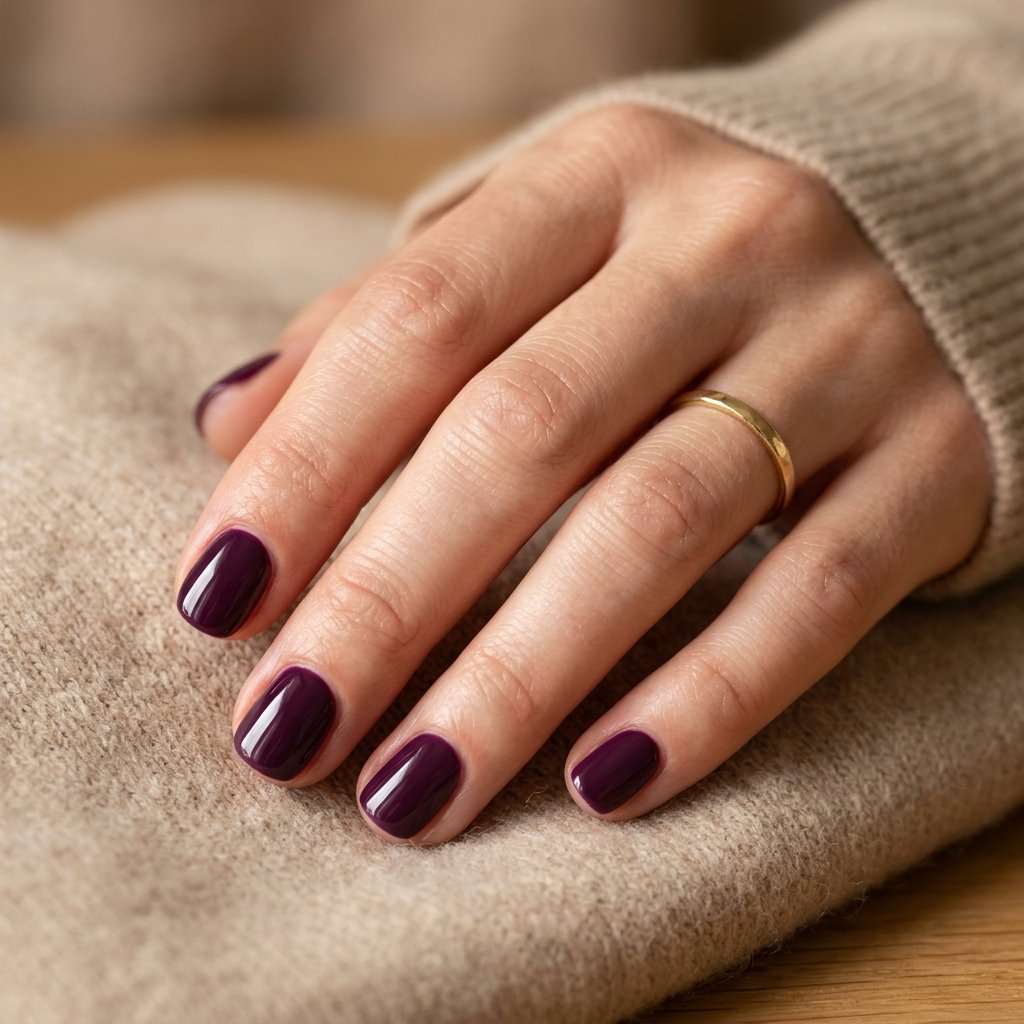 30 September Nails Ideas Perfect for Sweater Weather 7 Rich Plum Micro Nails