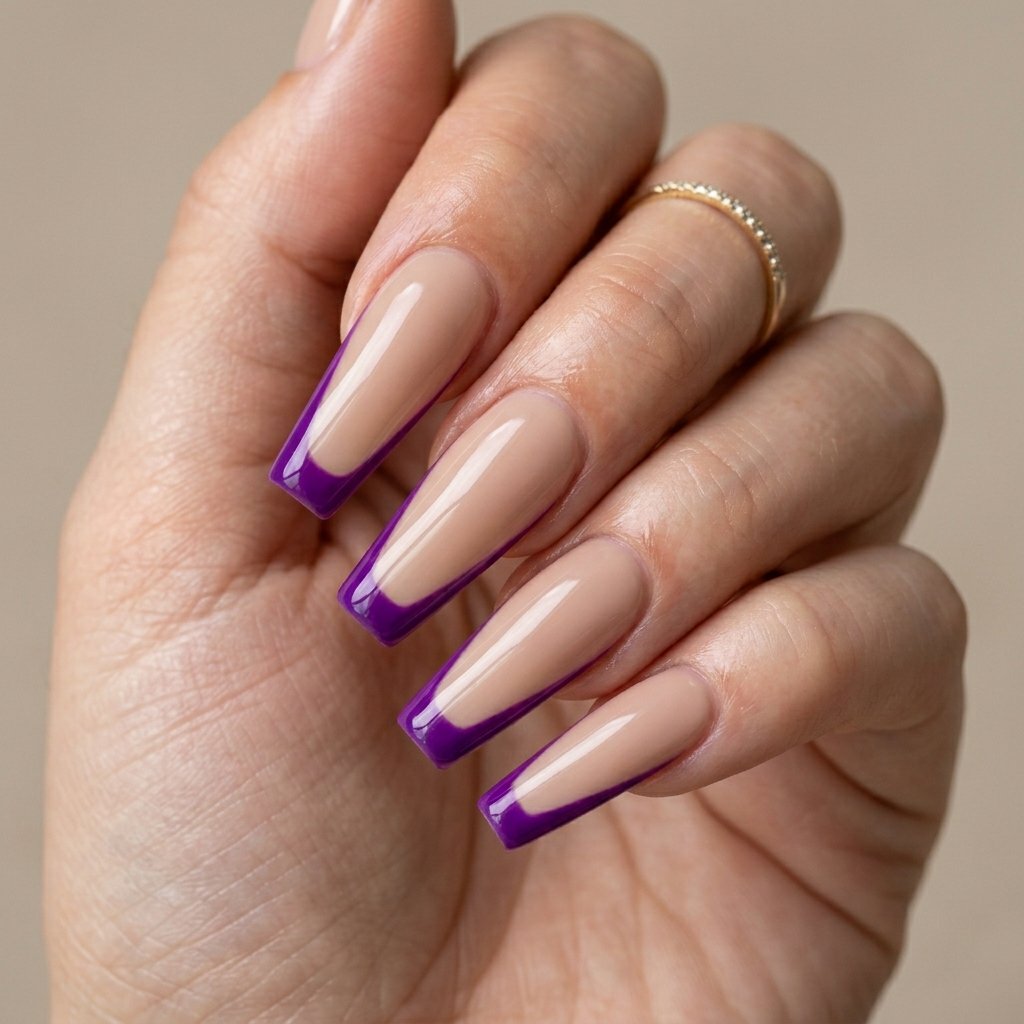 34 Fresh Purple French Tip Nails Ideas You Have Not Seen Before 12 Coffin Purple French Tip Nails Ideas