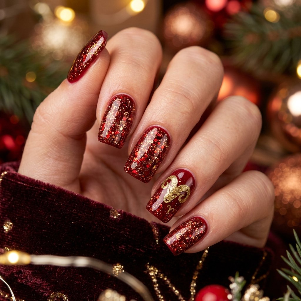 Aries Glitter Nail Ideas