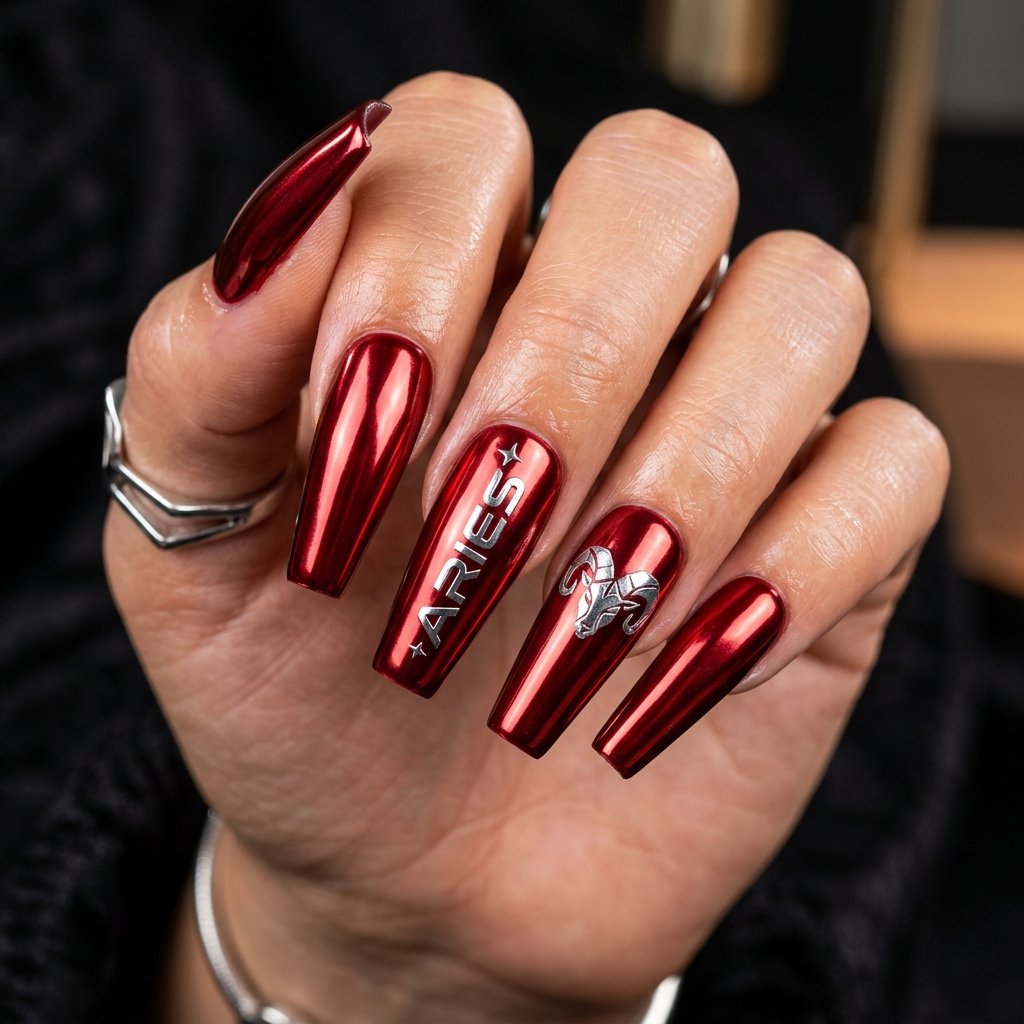 Aries Chrome Nail Ideas