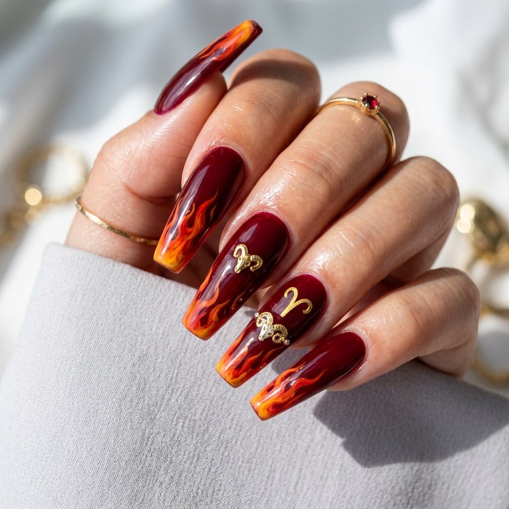 Aries Coffin Nail Ideas
