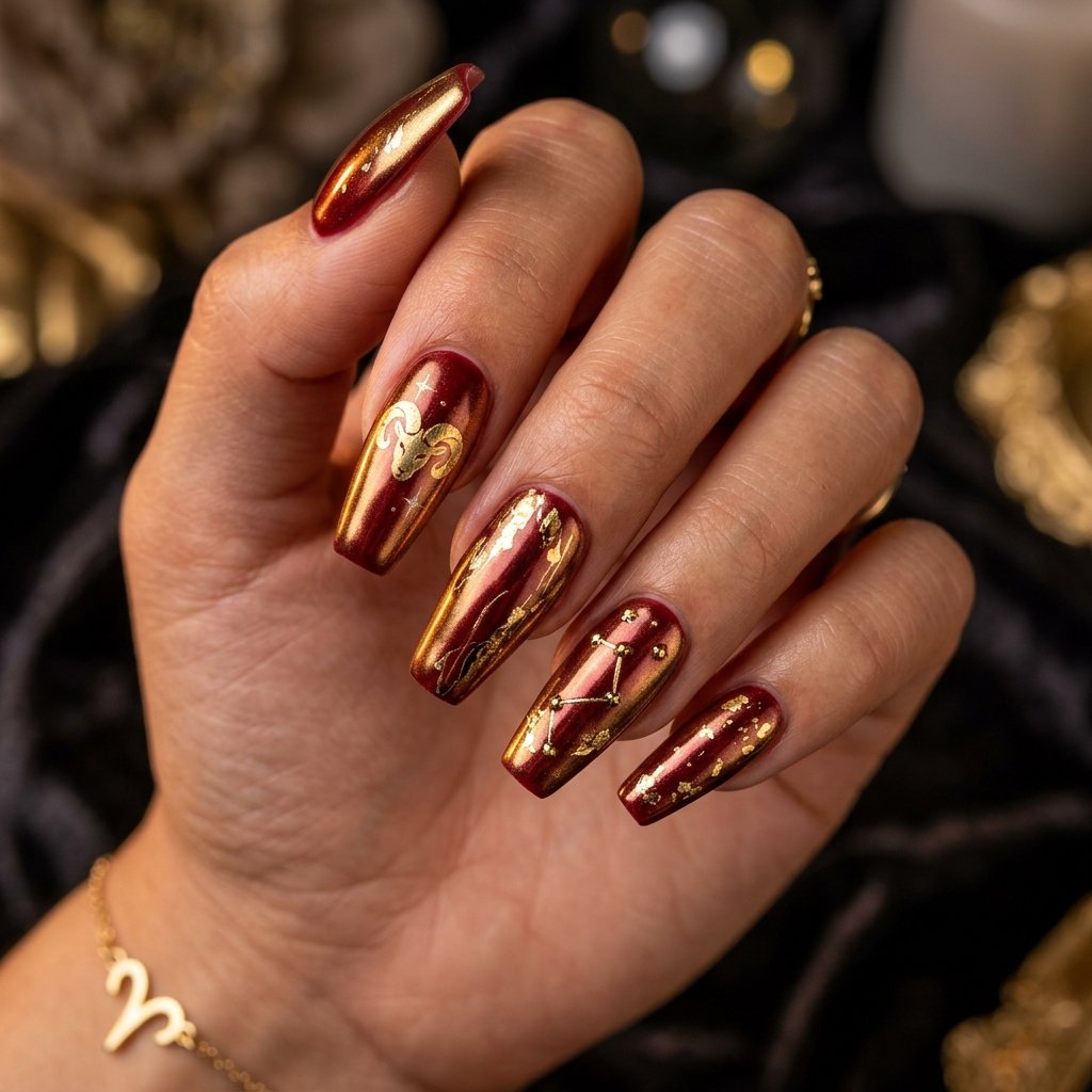 Aries Gold Nail Ideas