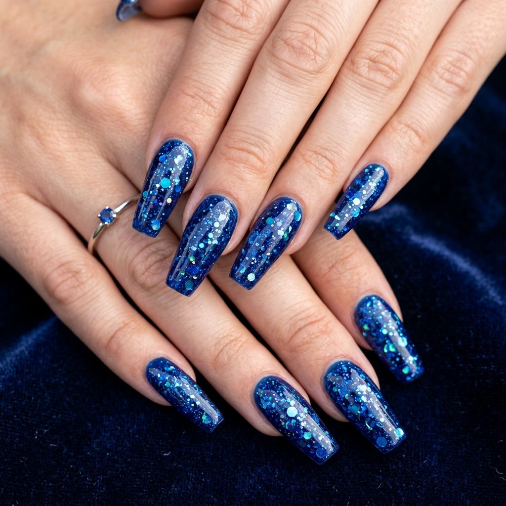 Sapphire Blue Encapsulated Glitter Design