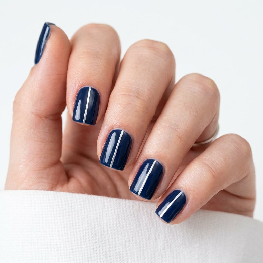 Blue and Silver Short Nail Designs