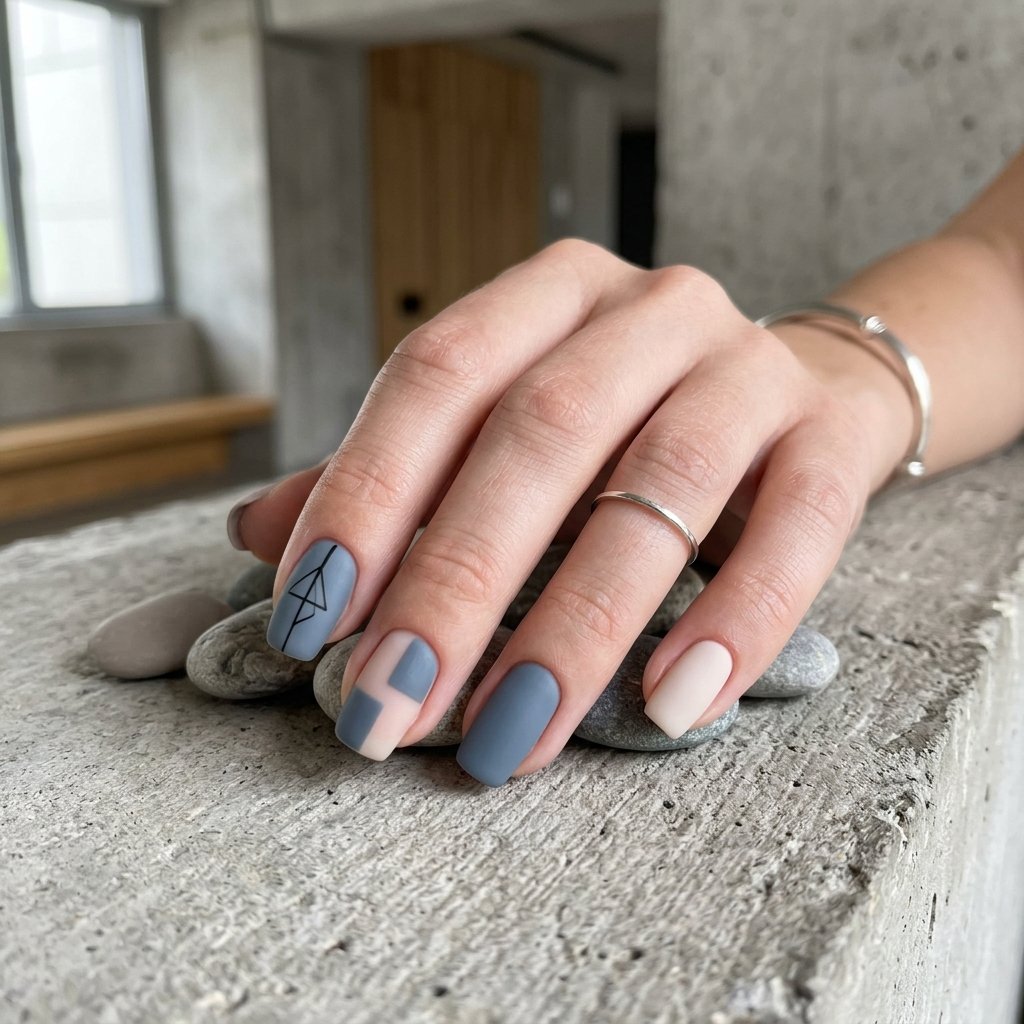 30 September Nails Ideas Perfect for Sweater Weather 25 Slate Blue Matte Accents