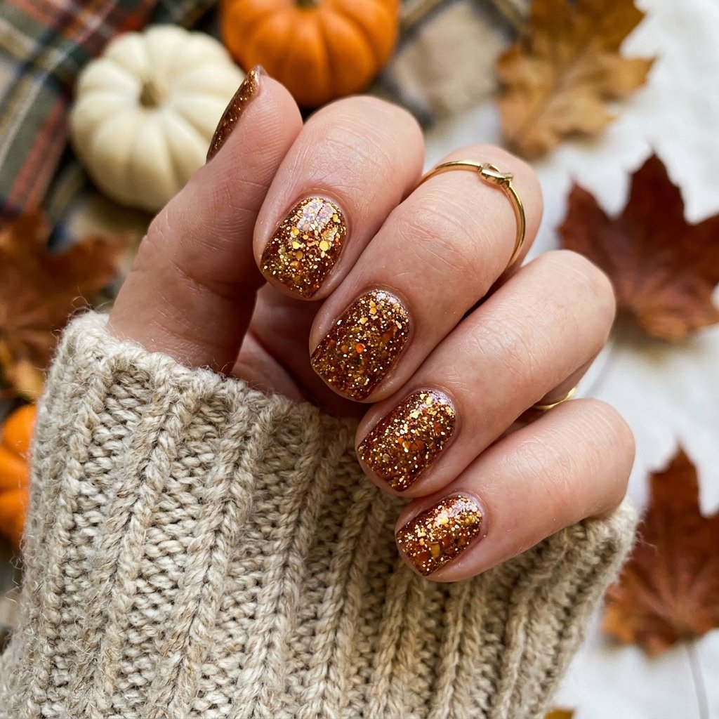 Toffee Glitter Nail Ideas