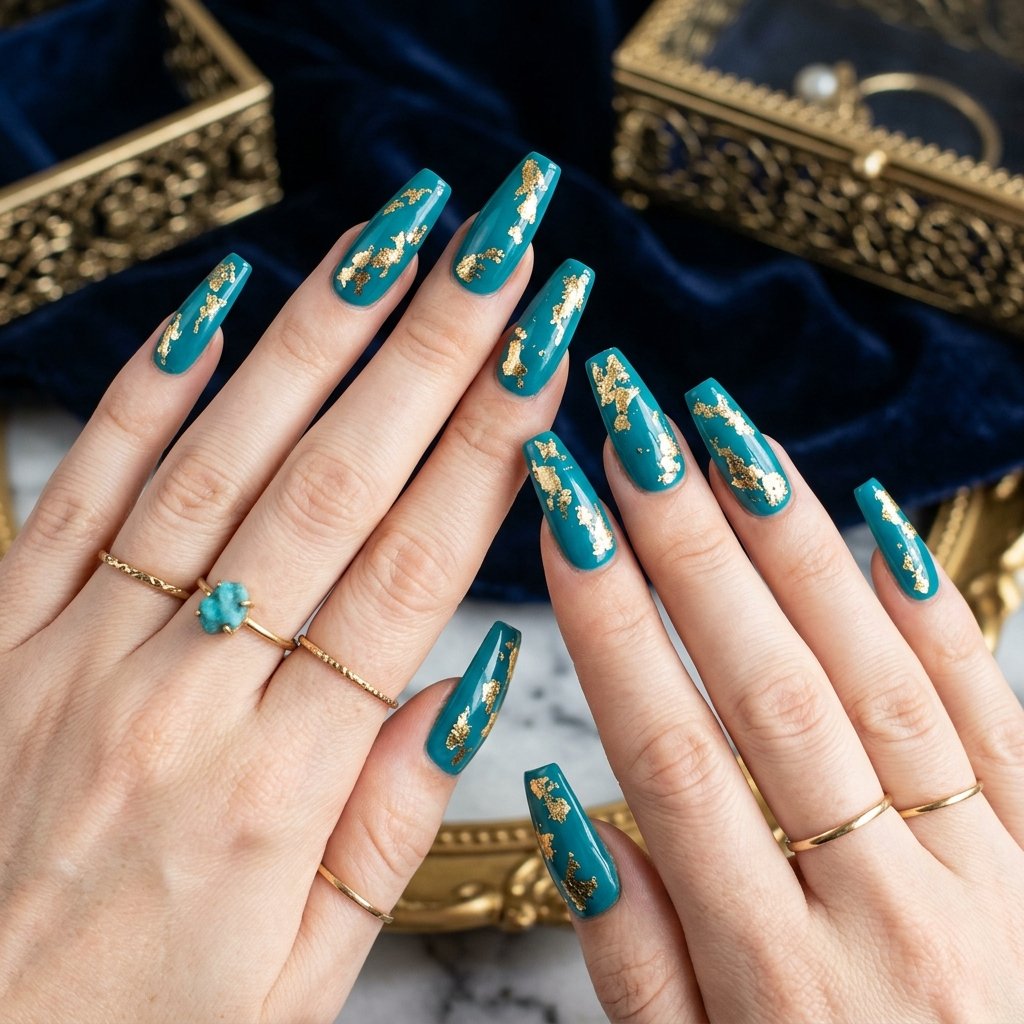 Turquoise and Gold Foil Coffin Concept