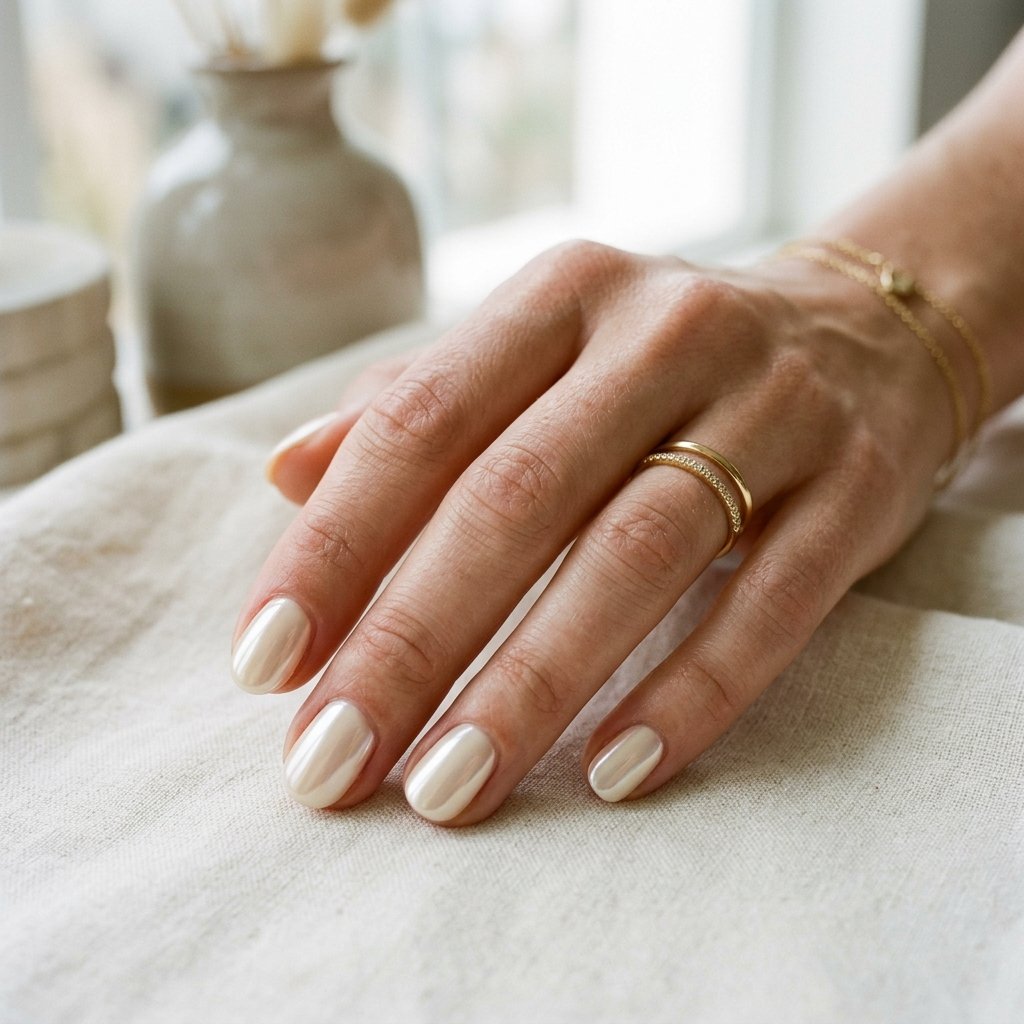 September Nails Art: 30 Elegant Early Autumn Looks 3 Clean Girl Vanilla Chrome