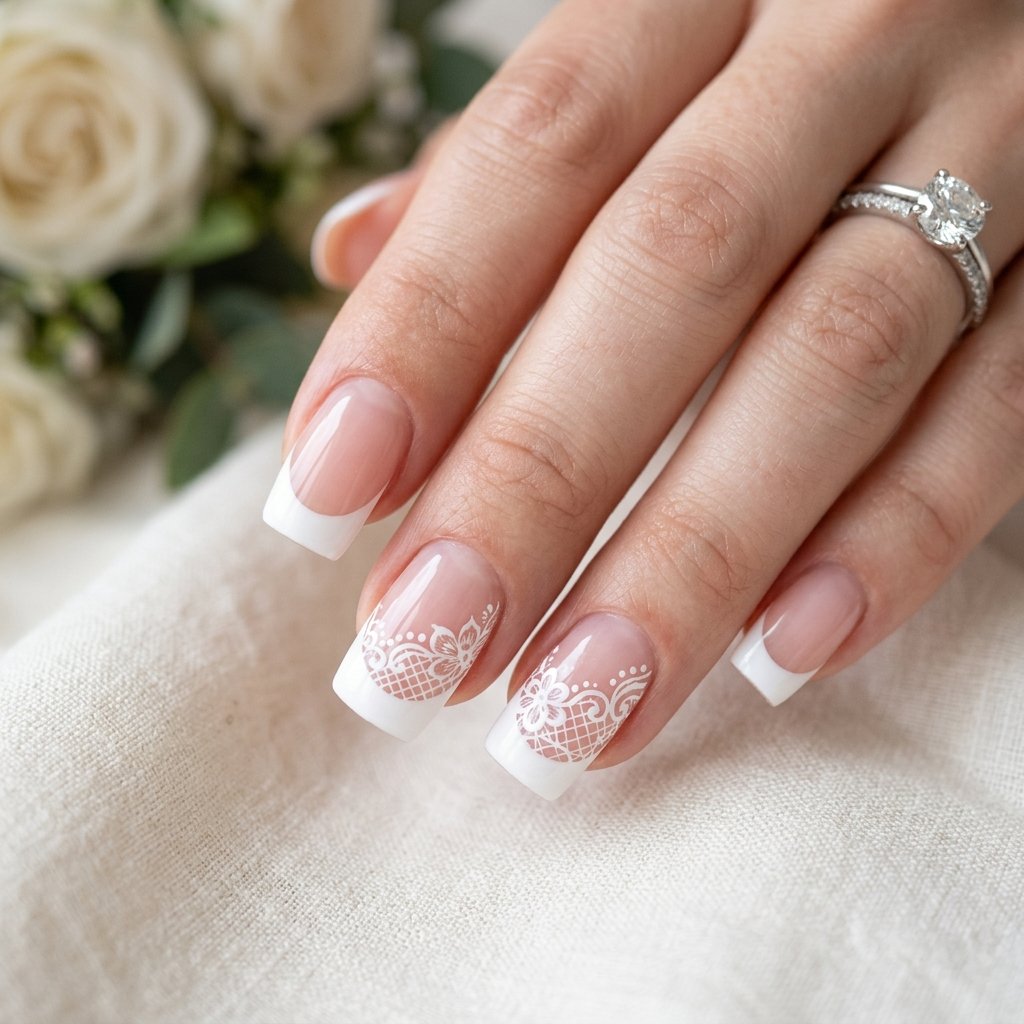 30 French Tip Nails Designs You'll Want to Copy 8 Lace French Tip Ideas