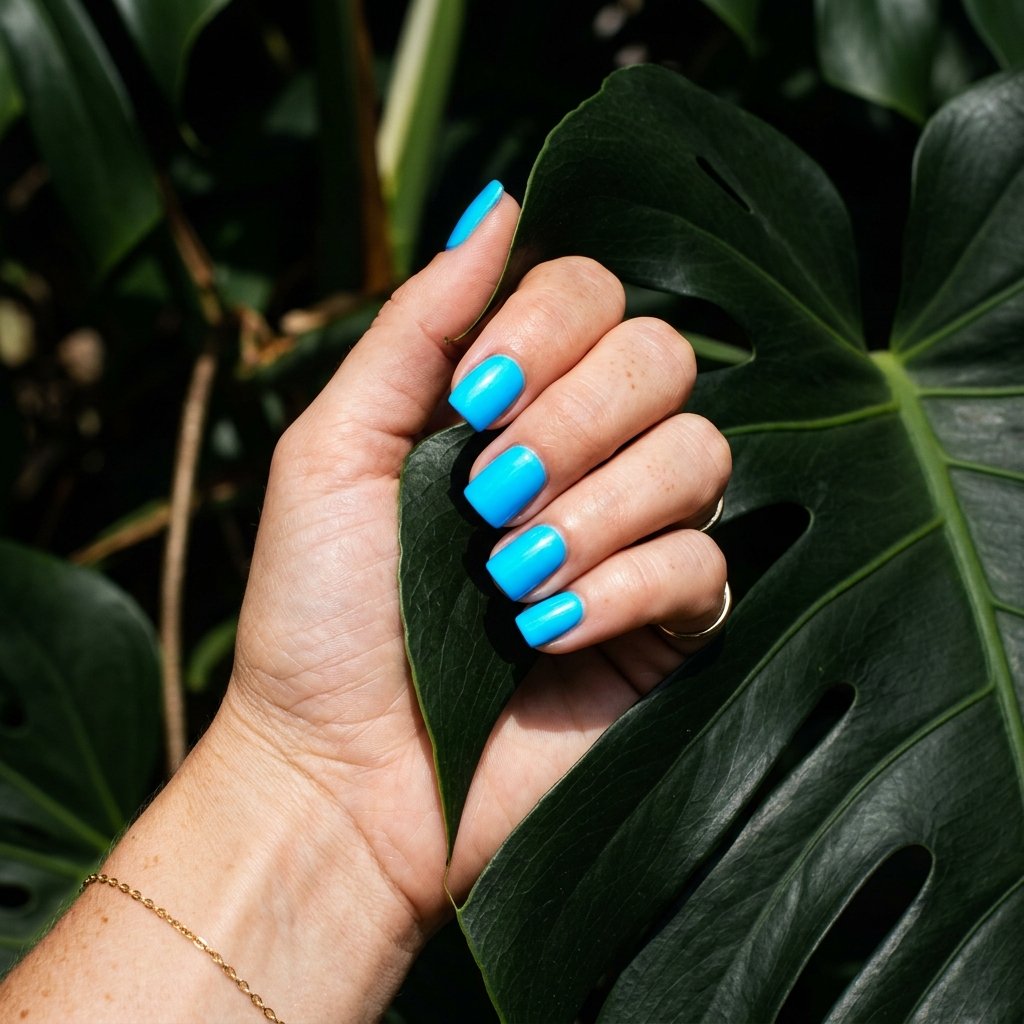 35 Stunning Light Blue Summer Nails Ideas for 2026 8 Electric Neon Blue Summer Nails