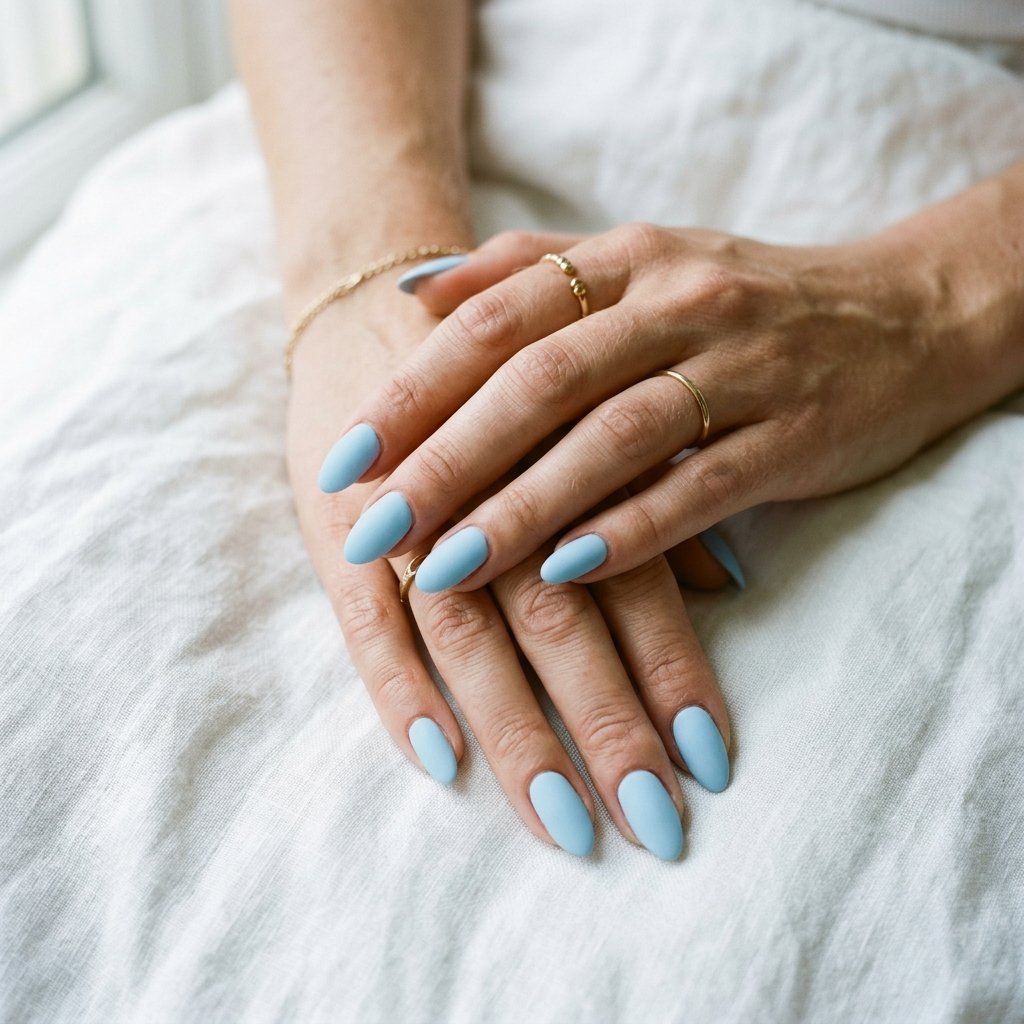 35 Stunning Light Blue Summer Nails Ideas for 2026 2 Pale Sky Blue Matte Nails