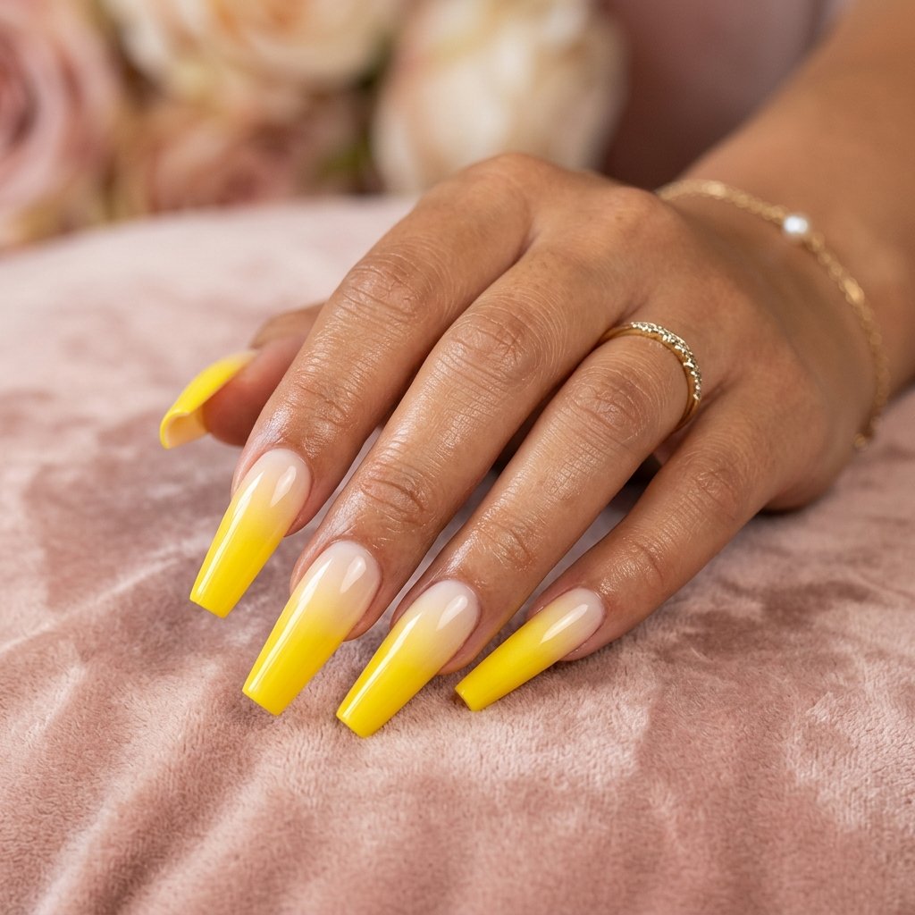 Yellow Ombre Acrylic Nail Ideas