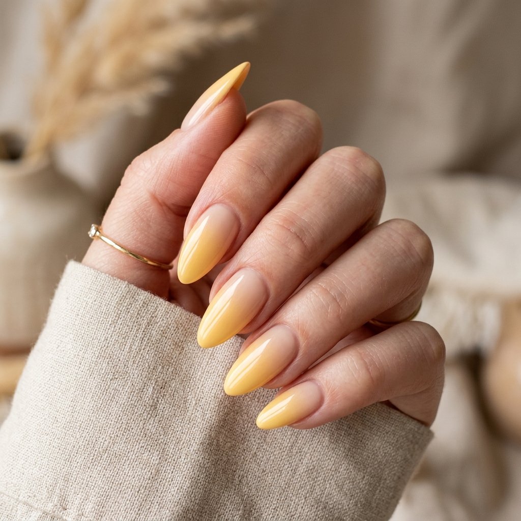 Yellow Ombre Almond Nail Ideas