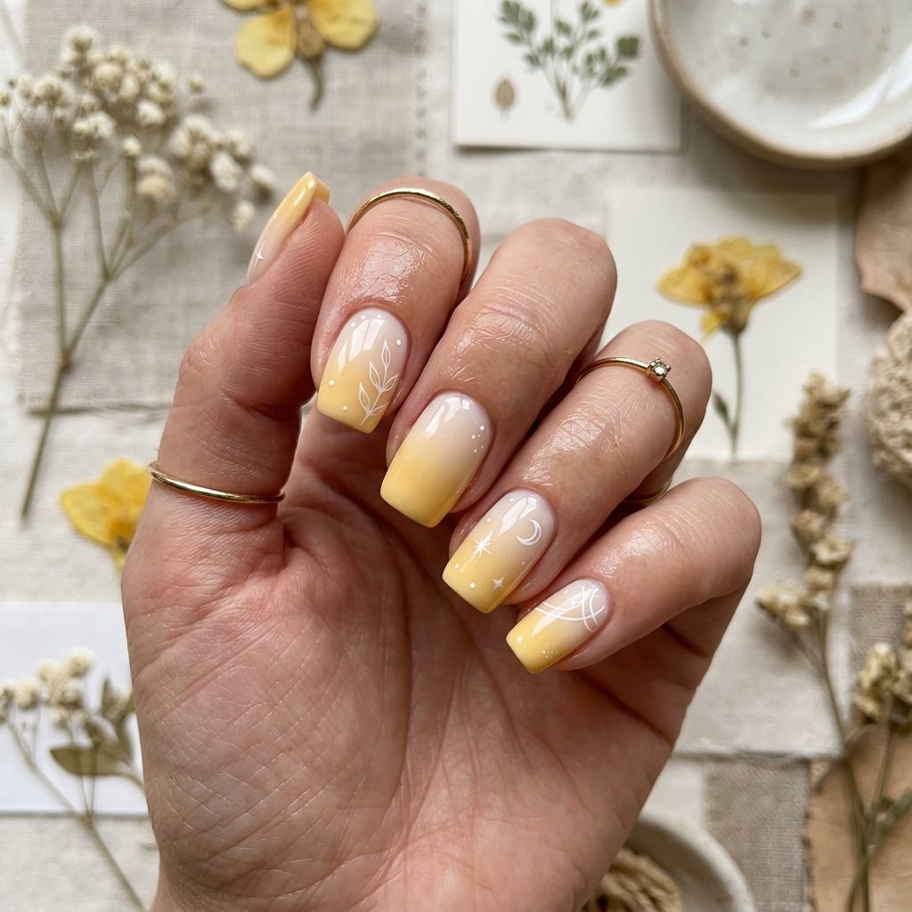 Aesthetic Yellow Ombre Nail Ideas