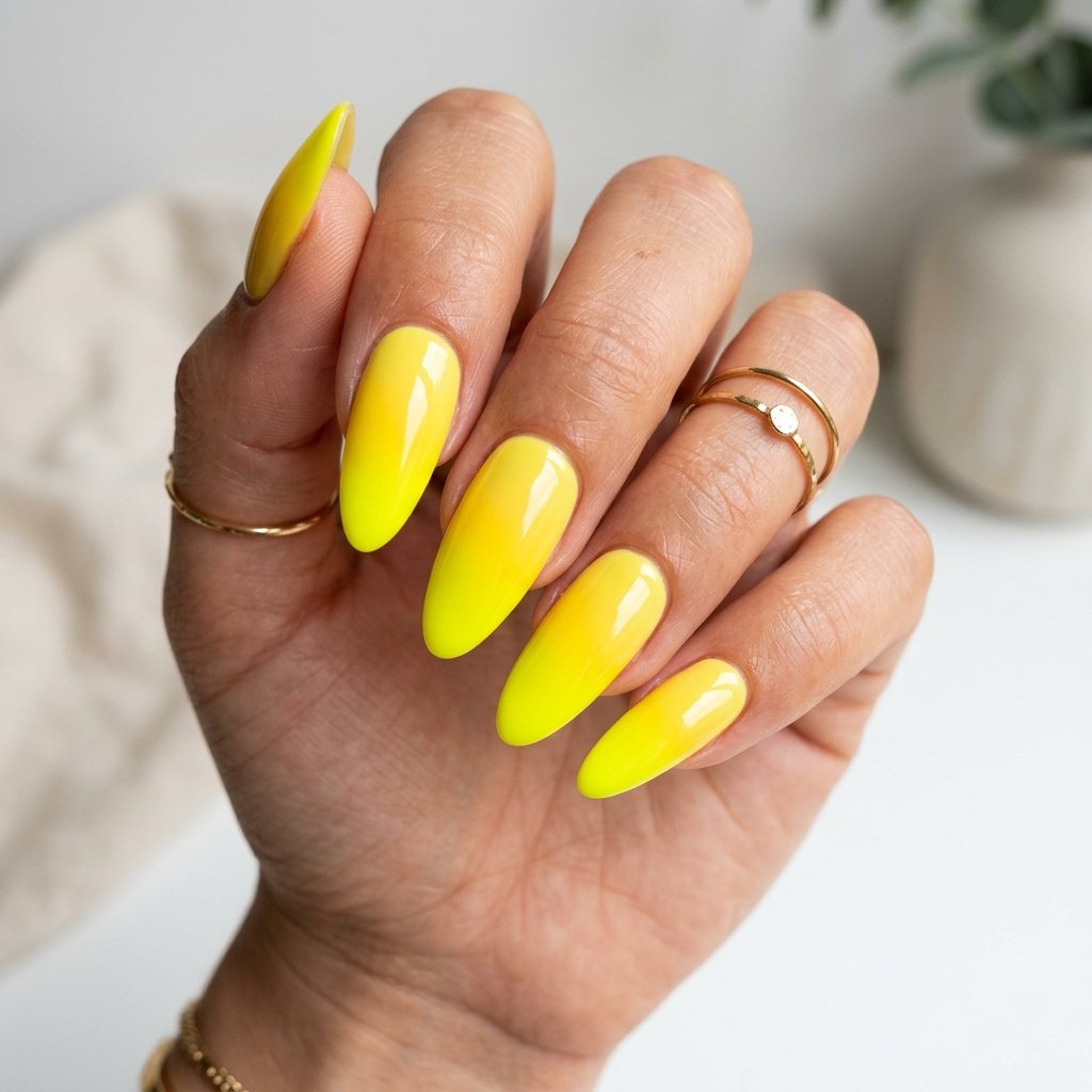 Bright Yellow Ombre Nail Ideas