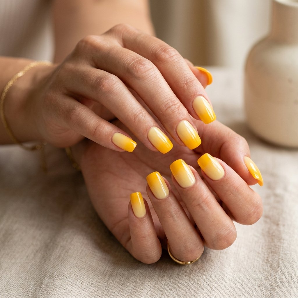 Yellow Ombre Press On Nail Ideas