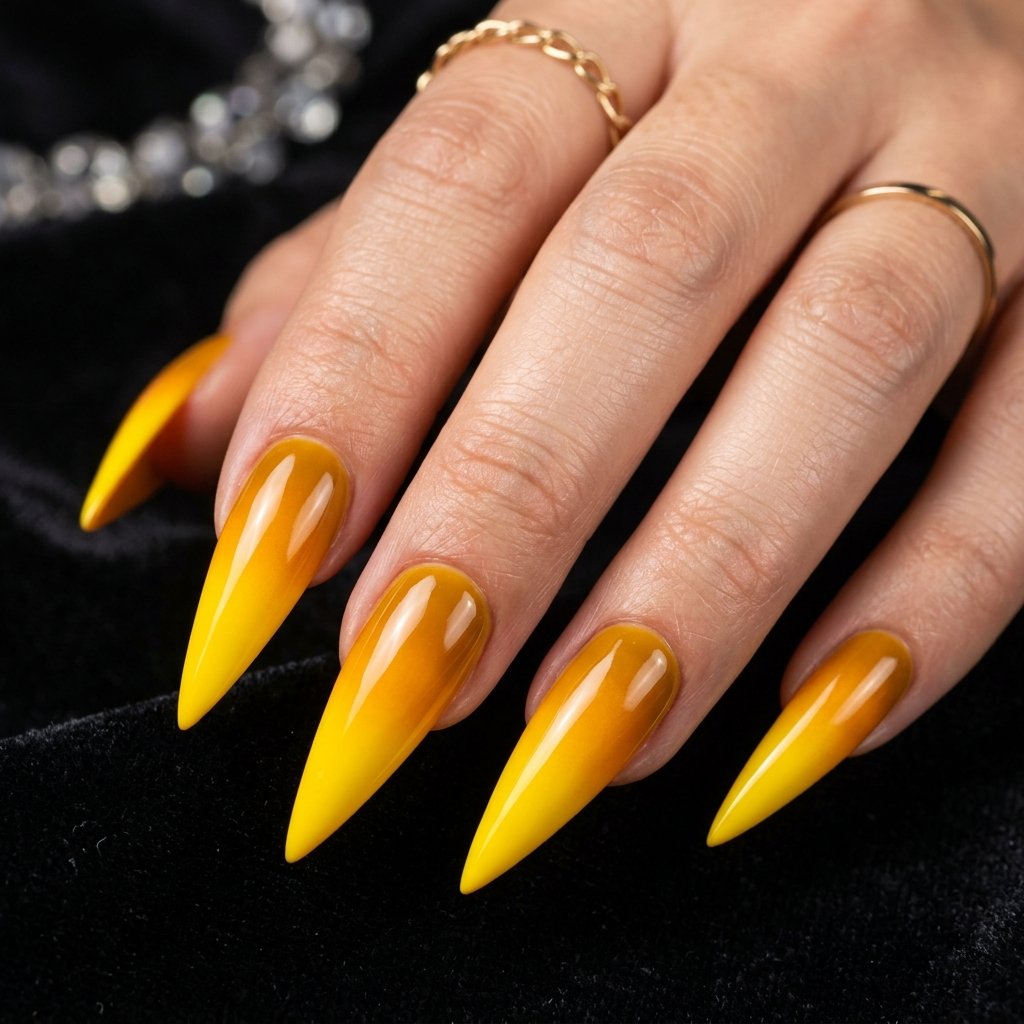 Yellow Ombre Stiletto Nail Ideas