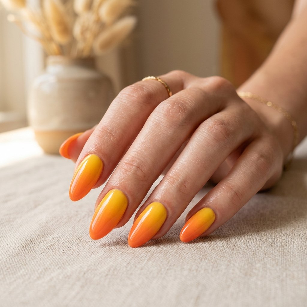 Yellow and Orange Ombre Nails