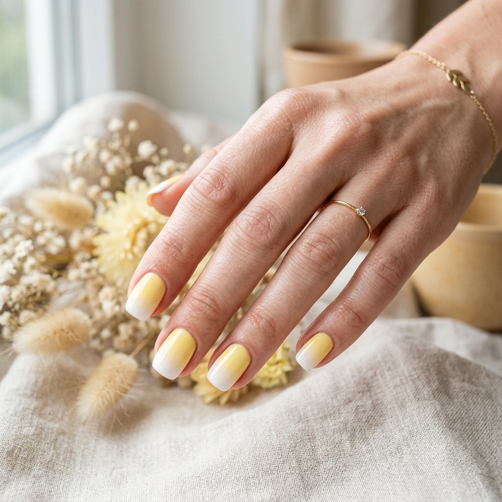 Yellow and White Ombre Nails