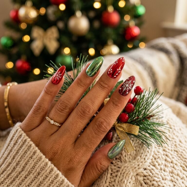 35 Gorgeous Chrome Christmas Nails Ideas to Try Now 38 chrome christmas nails