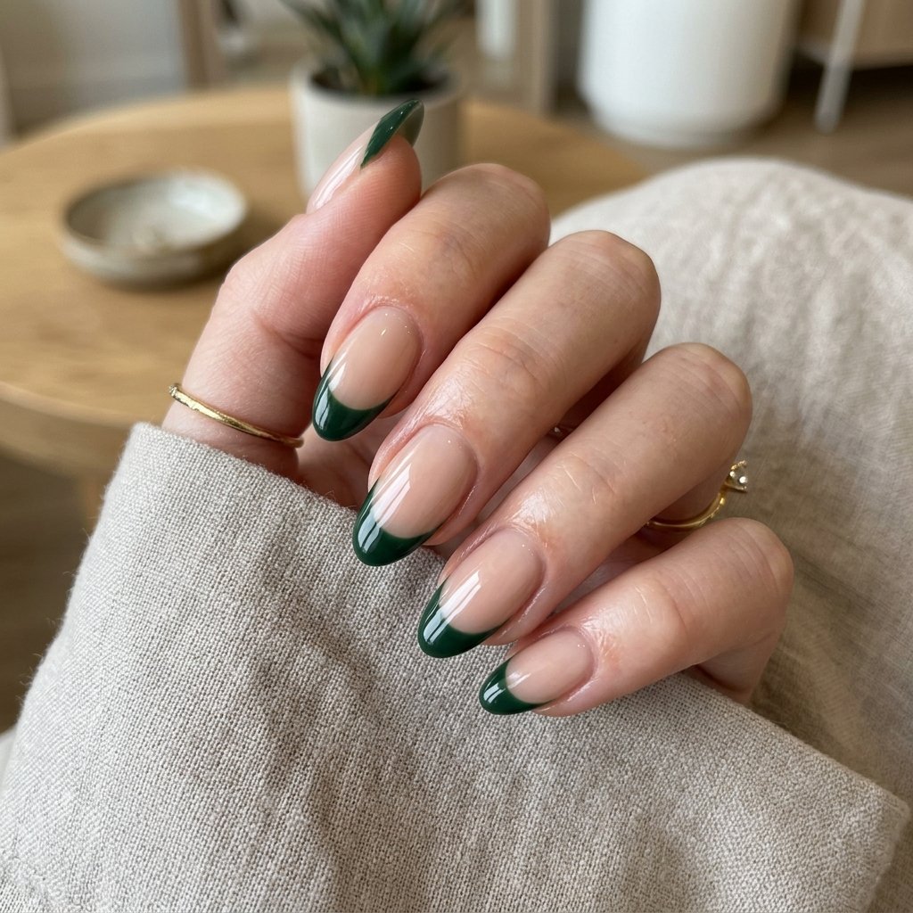 dark green french tip nails