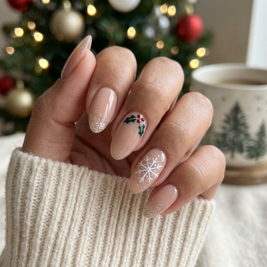 28 Best Nude Christmas Nails Ideas for a Polished Holiday Look 2 Best Nude Christmas Nails Ideas to Try This Holiday Season