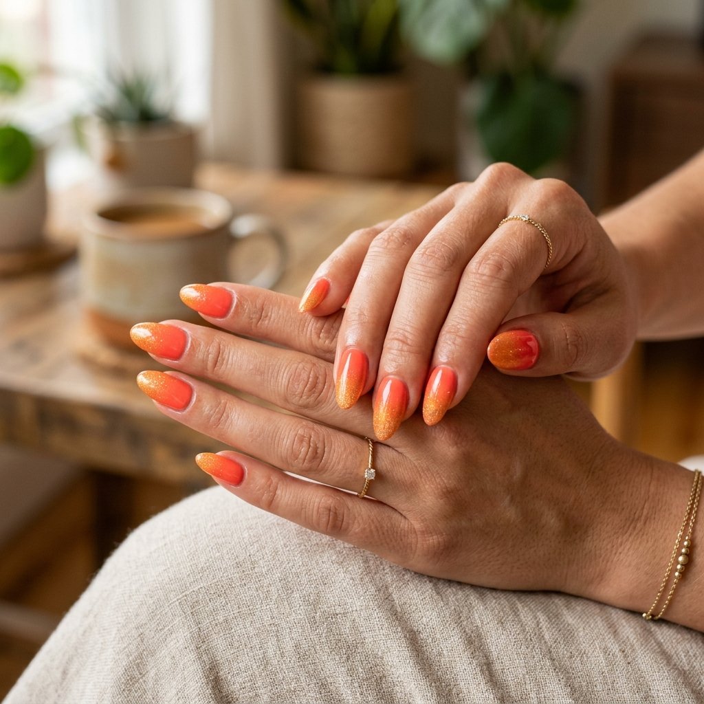 34 Best Orange Ombre Nails Ideas for Every Skin Tone & Season 2026 1 orange ombre nails