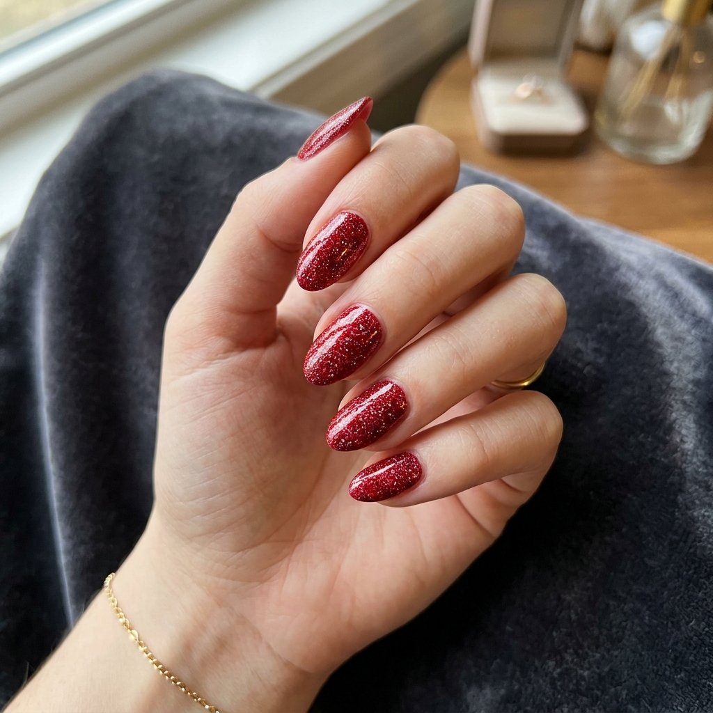 35 Stunning Red Sparkly Nails Ideas to Try for Pure Glamour 1 red sparkly nails