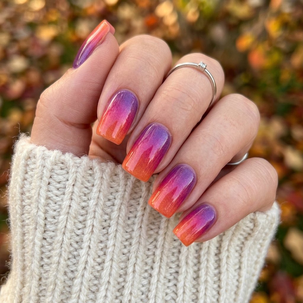 30 Fall Nails Ideas to Inspire Your Next Manicure This Season 2026 16 Autumn Sunset Ombre Nail Ideas
