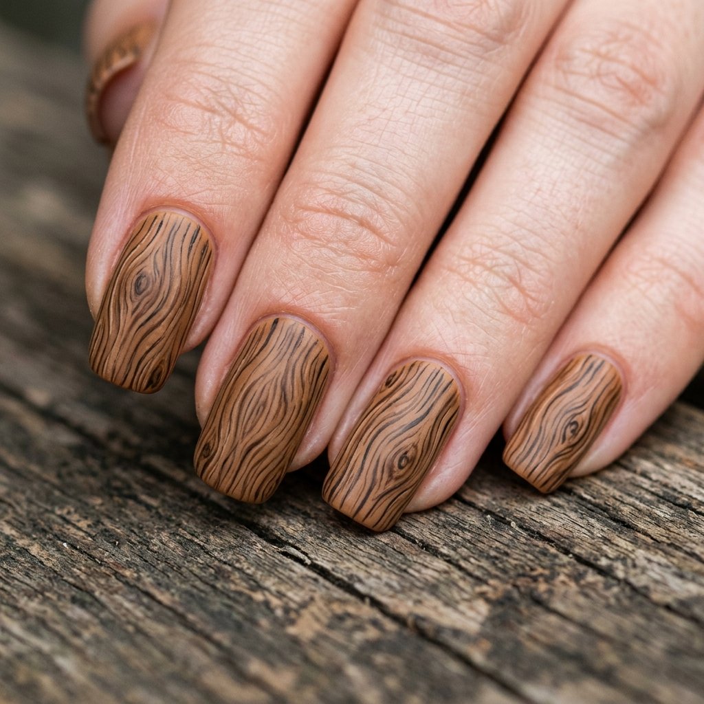 30 Fall Nails Ideas to Inspire Your Next Manicure This Season 2026 19 Woodgrain Nail Ideas