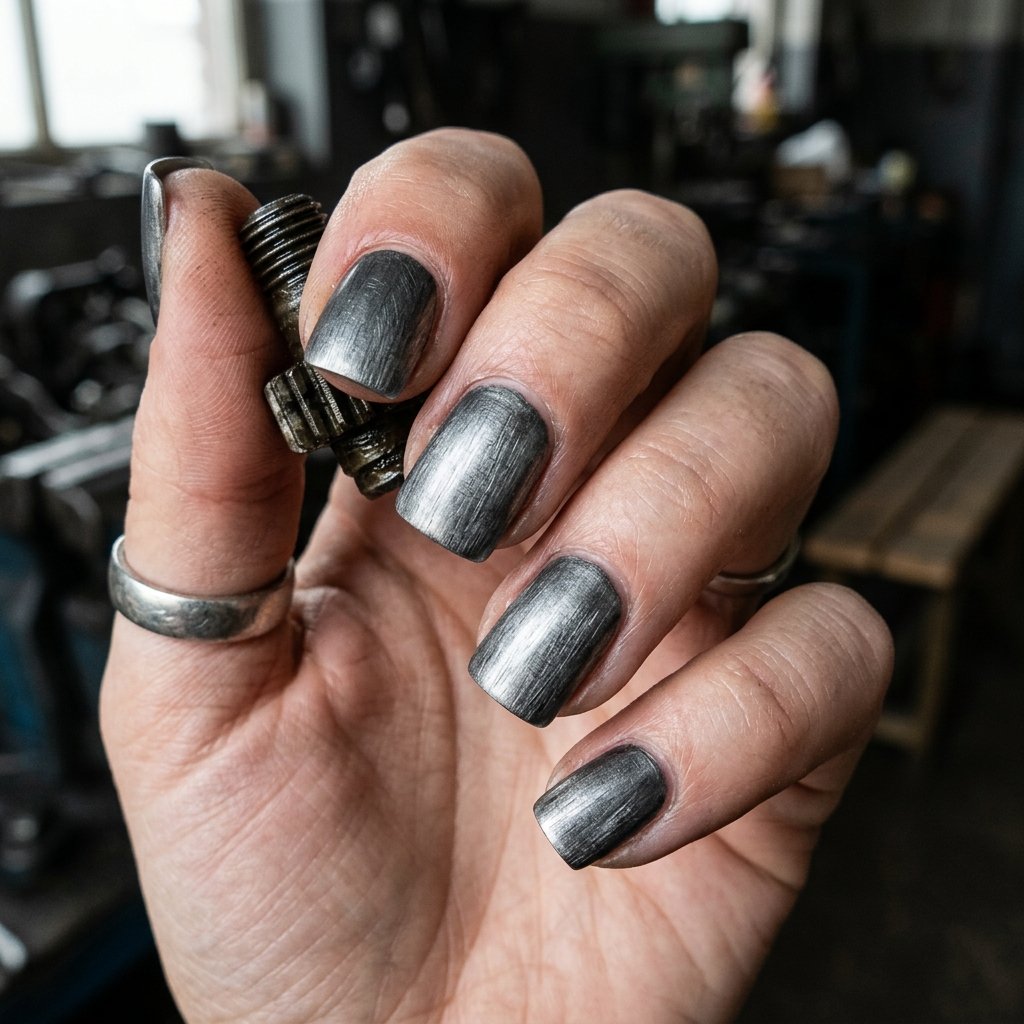 30 Fall Nails Ideas to Inspire Your Next Manicure This Season 2026 23 Brushed Metal Nail Ideas