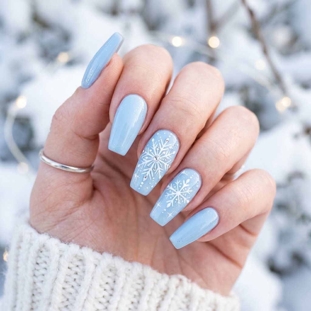 Icy Blue Winter Snowflake Wonderland