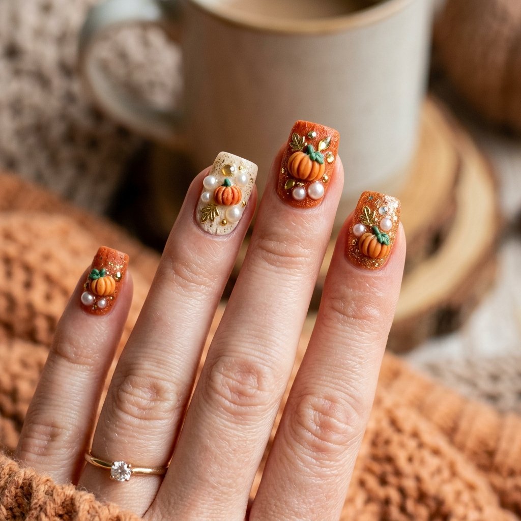 32 Fall Nails 2026 Ideas That Are Actually Wearable 27 3D Nail Art Ideas