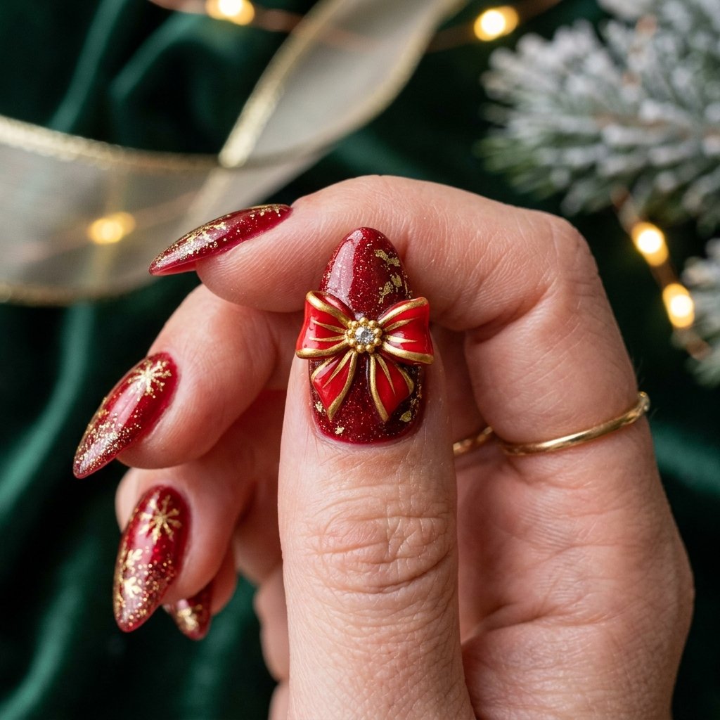 3D Bow Accent Nail Art