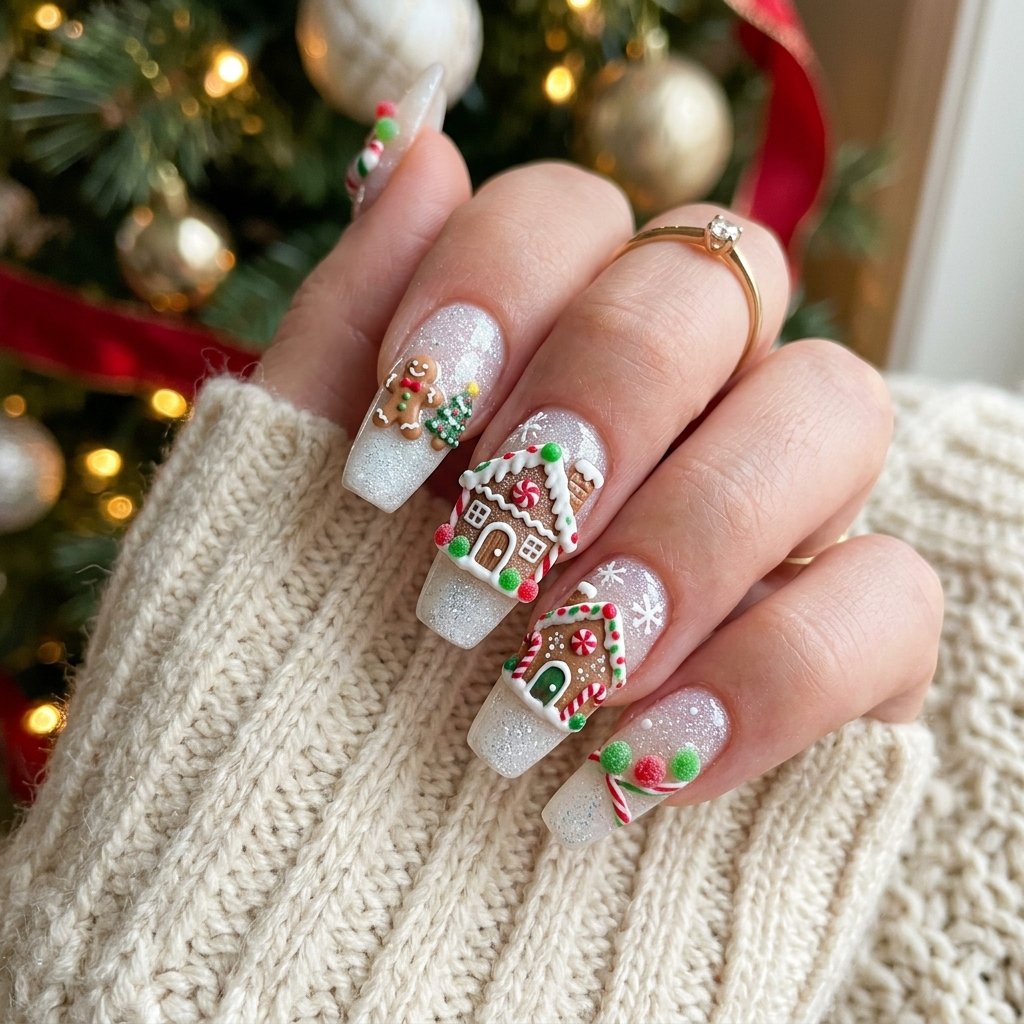 Gingerbread House Nail Charms