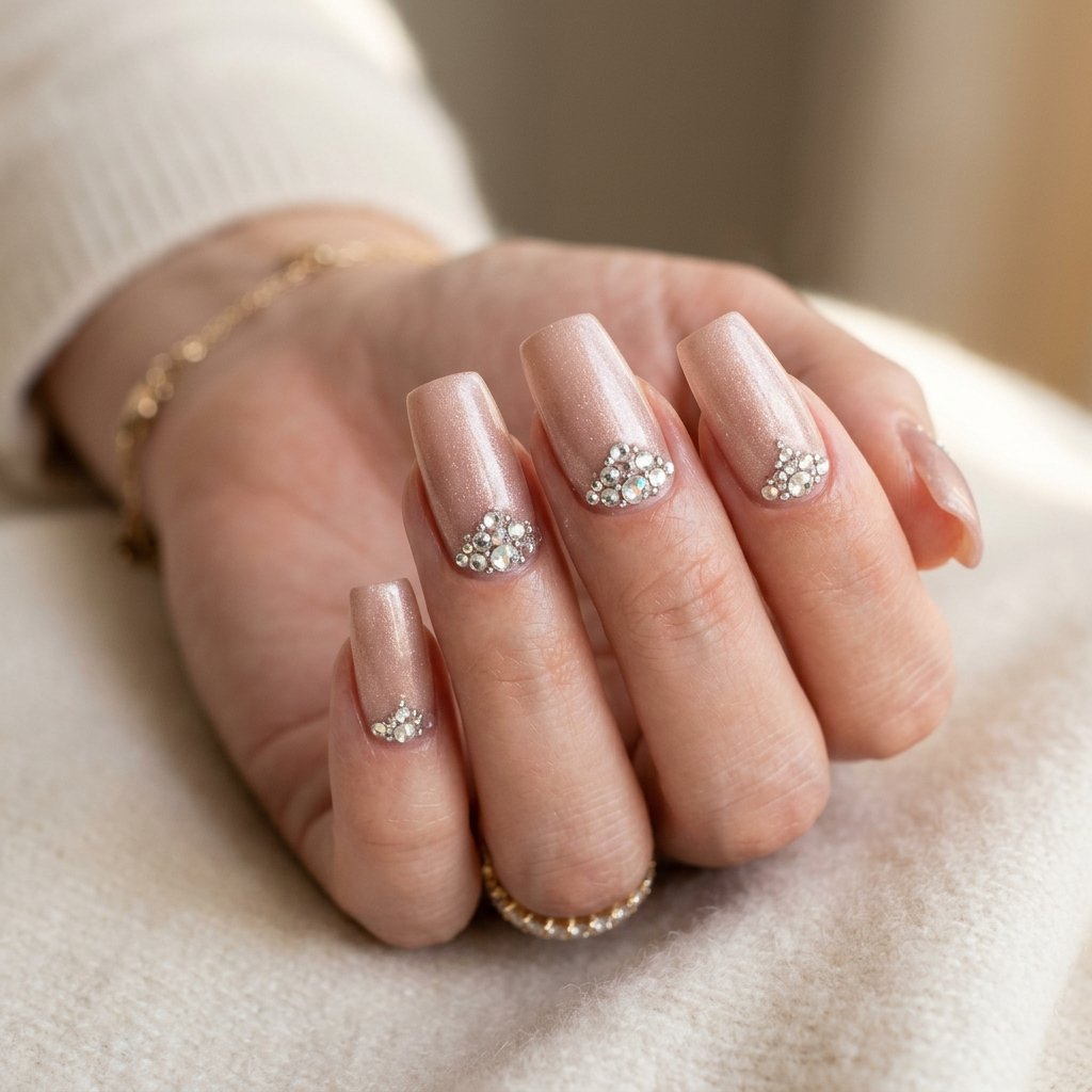Rhinestone Cluster Cuticle Art