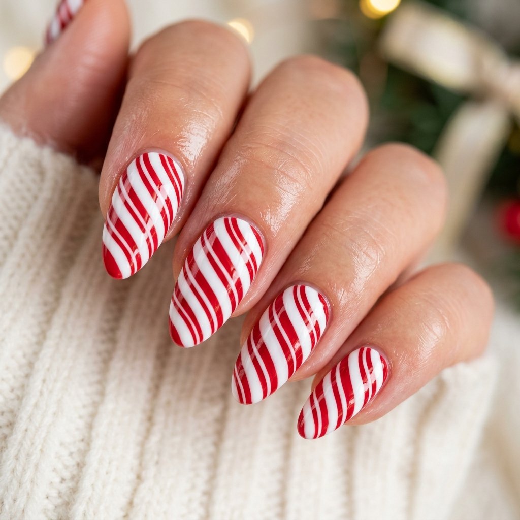 Almond Shape Candy Cane Swirls