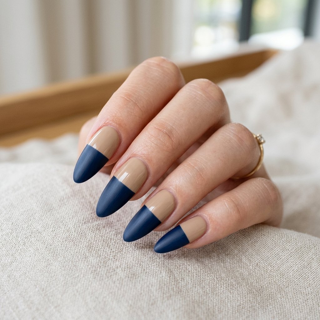 Nude and Navy Colorblock Almond Option