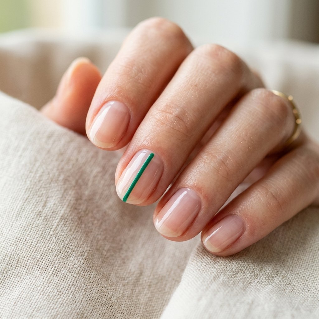 30 Stunning Christmas Nails Simple Ideas You Can Do at Home 18 Emerald Green Line Accent