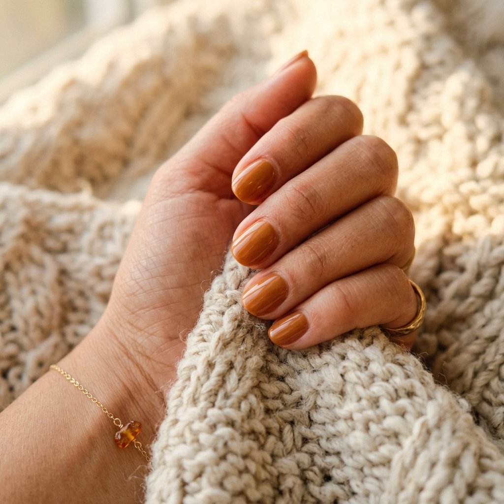 Warm Caramel Short Nail Ideas