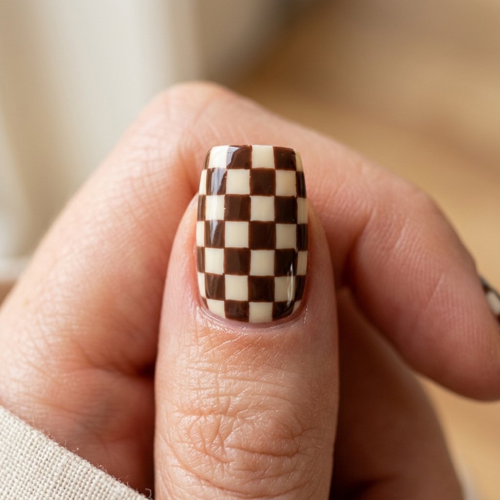 32 Fall Nails 2026 Ideas That Are Actually Wearable 28 Checkerboard Nail Ideas